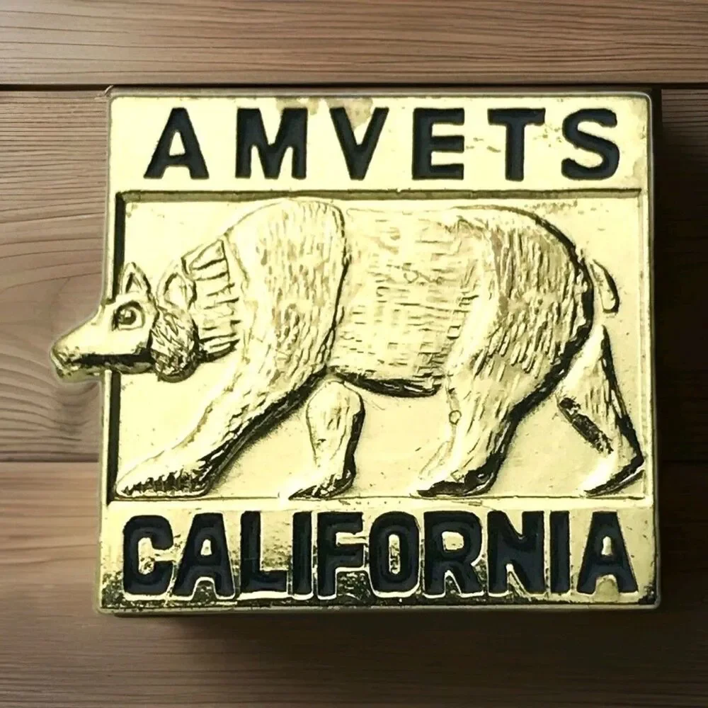 AMVETS California Bear Gold Tone Pin Brooch Veterans USA